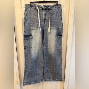 Women's Relaxed Blue Cargo Jeans
